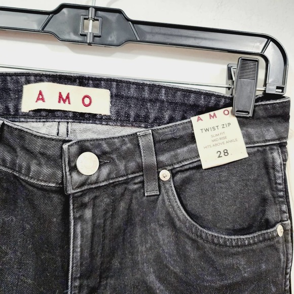 AMO Twist Zip Slim Fit Mid-Rise Ankle Jeans NEW Size 28 in Jett Wash - Picture 5 of 14
